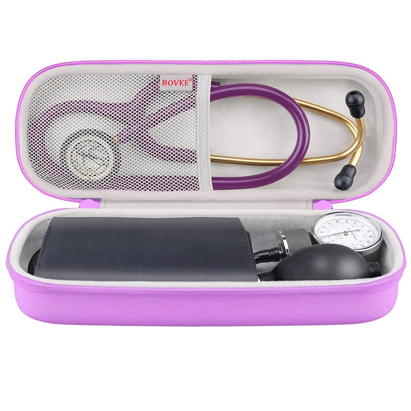 BOVKE Travel Carrying Case Compatible with 3M Littmann Classic III, Lightweight II S.E, MDF Acoustica Deluxe Stethoscopes - Extra Room for Medical Scissors EMT Trauma Shears and LED Penlight, Purple - Image 2